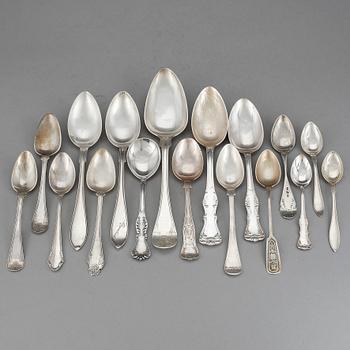 PARTI BESTICK, 62 delar, silver, mestadels Sverige, bland annat GAB, 1900-tal, ca 2270 gram.