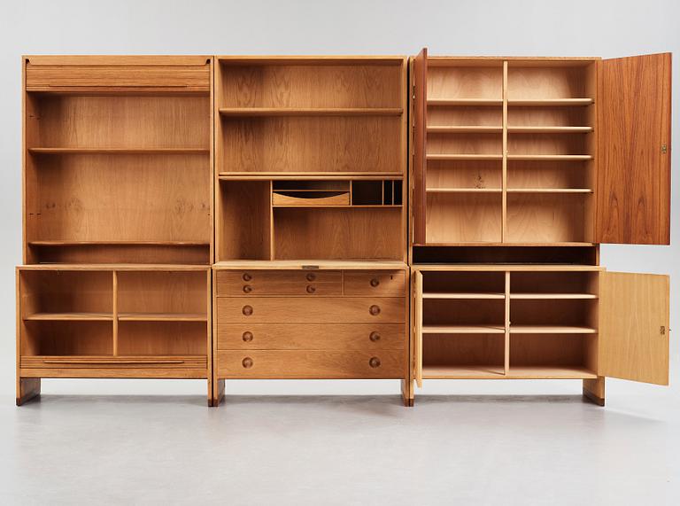 HANS J WEGNER, a set of three bookcases, "RY8", Ry Møbler, Denmark 1950's.