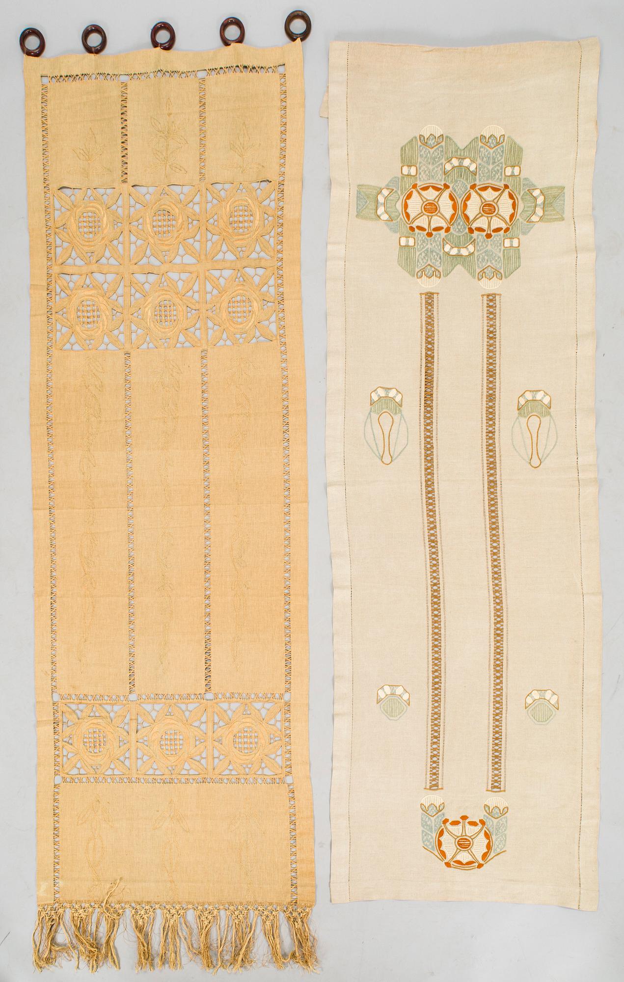 Two pairs of early 20th century curtains, Jämtland, Sweden.