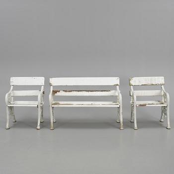 TRÄDGÅRDSGRUPP, 4 delar, aluminium, 1900-talets andra hälft.