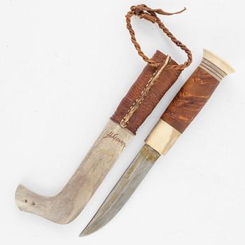 Lars Levi Sunna, a reindeer horn knife, signed.