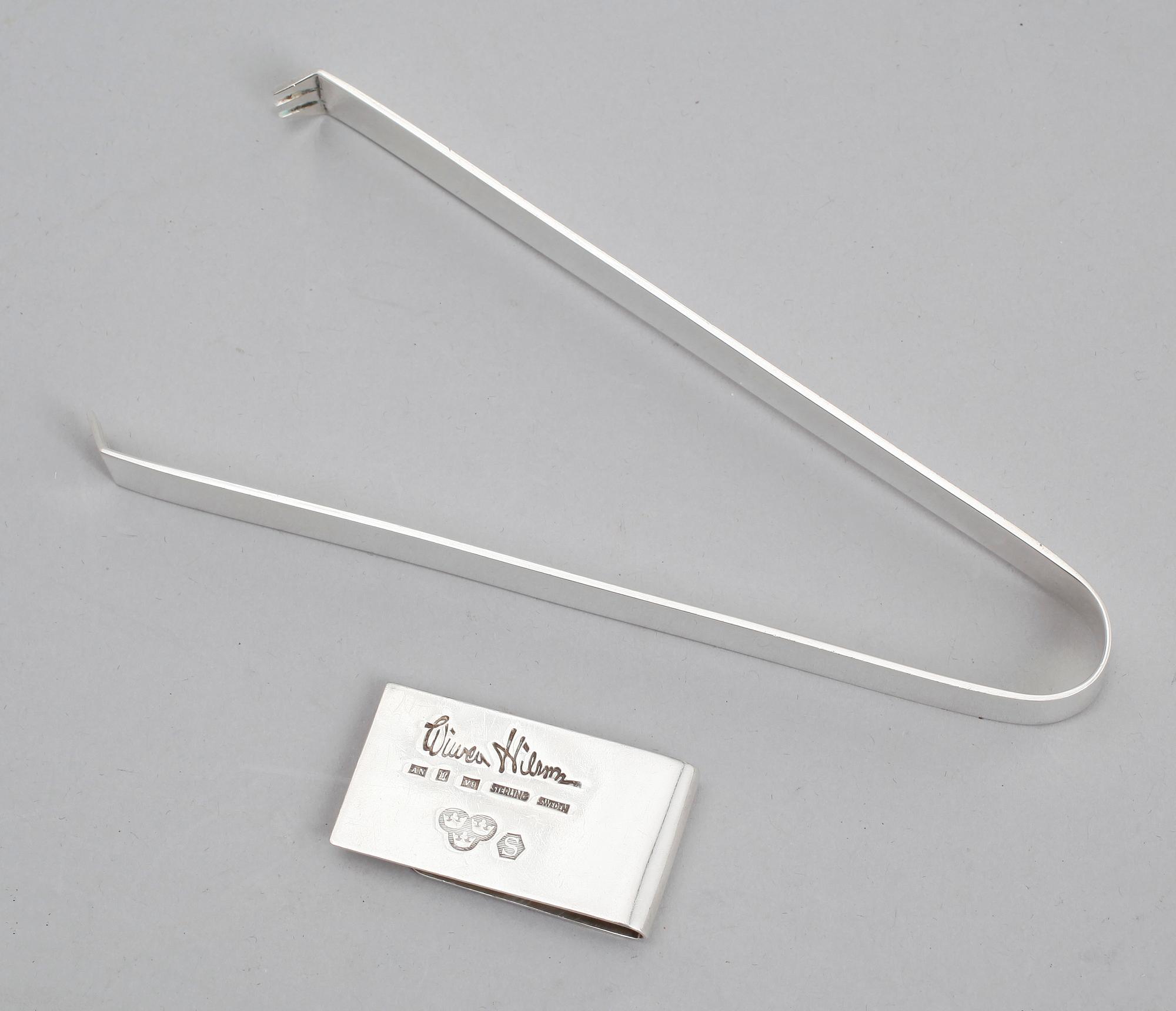 TÅNG SAMT SEDELKLÄMMA, silver, Wiwen Nilsson, Lund 1963/1971. Vikt ca 72 gram.