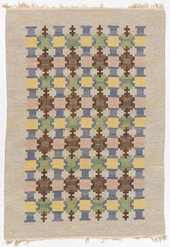 Judith Johansson a carpet, "Höstkastanj", flat weave, c. 242 x 167 cm, signed JJ.