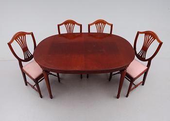 MATGRUPP, 5 delar, gustaviansk stil, 1900-talets andra hälft.
