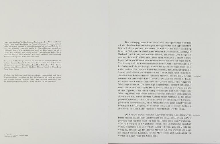 A set of two books  Joan Miró, Lithographe and  Miró Radierungen.