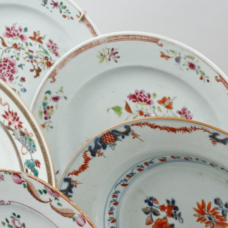 TALLRIKAR, 9 st, porslin, Kina, 1700/1800-tal.