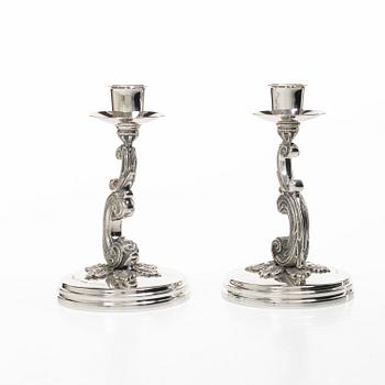 A pair of Swedish silver candlesticks, mark of Lazlo Hukvist, Mema, Lidköping, 1992.
