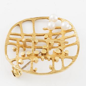 Brooch 18K gold with cultured pearls, Georg Jensen & Wendel.