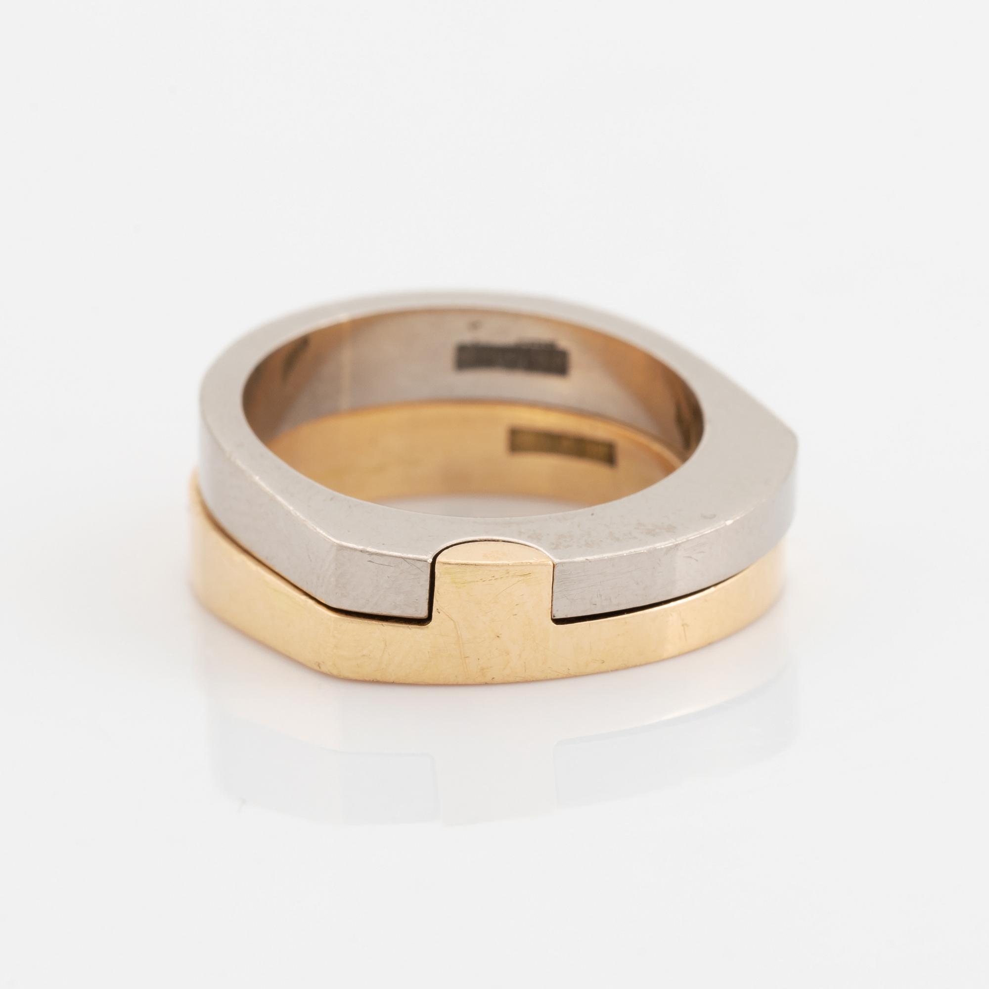 Rolf Karlsson, ring, 2 delar, 18K guld och vitguld.