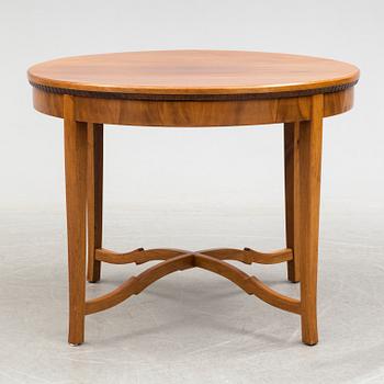 SOFA, TABLE AND FIVE CHAIRS, mid 20th century.