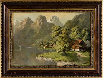 OKÄND KONSTNÄR, olja på duk. Bär sign W Stein, 1800-talets slut.