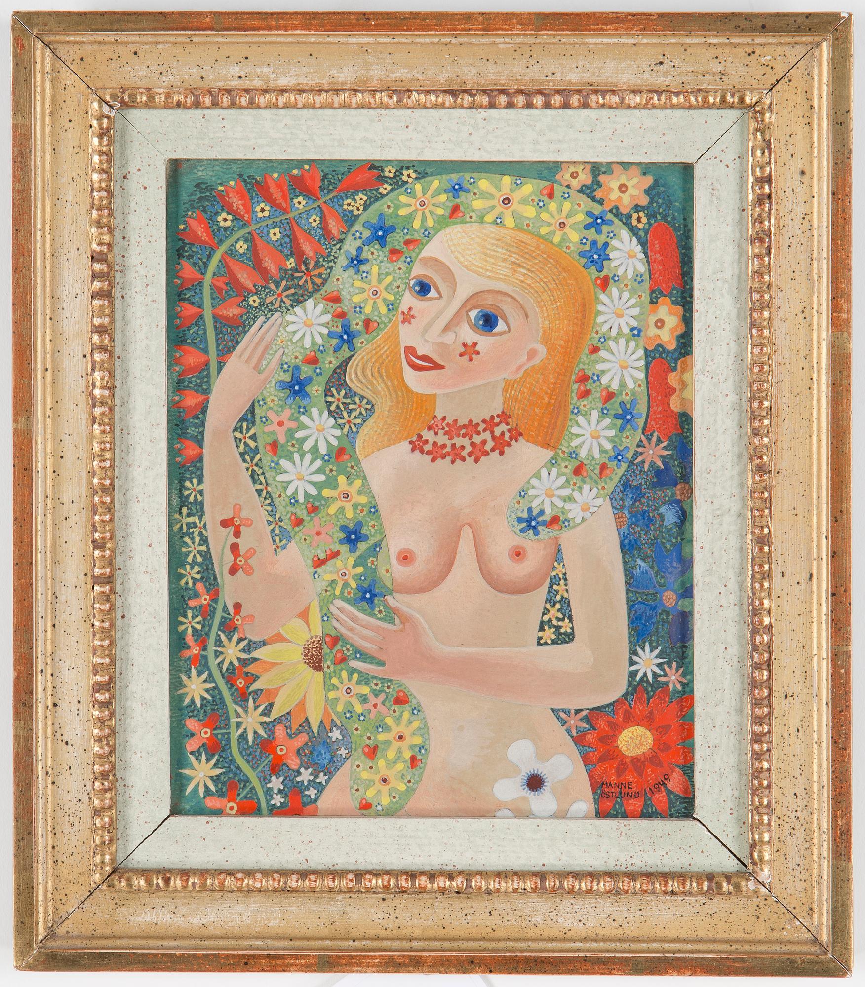 MANNE ÖSTLUND, 2 st, gouache på pannå, signerade och daterade 1949.