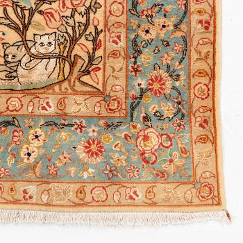 Matta, old Teheran part silk, ca 216 x 136 cm.
