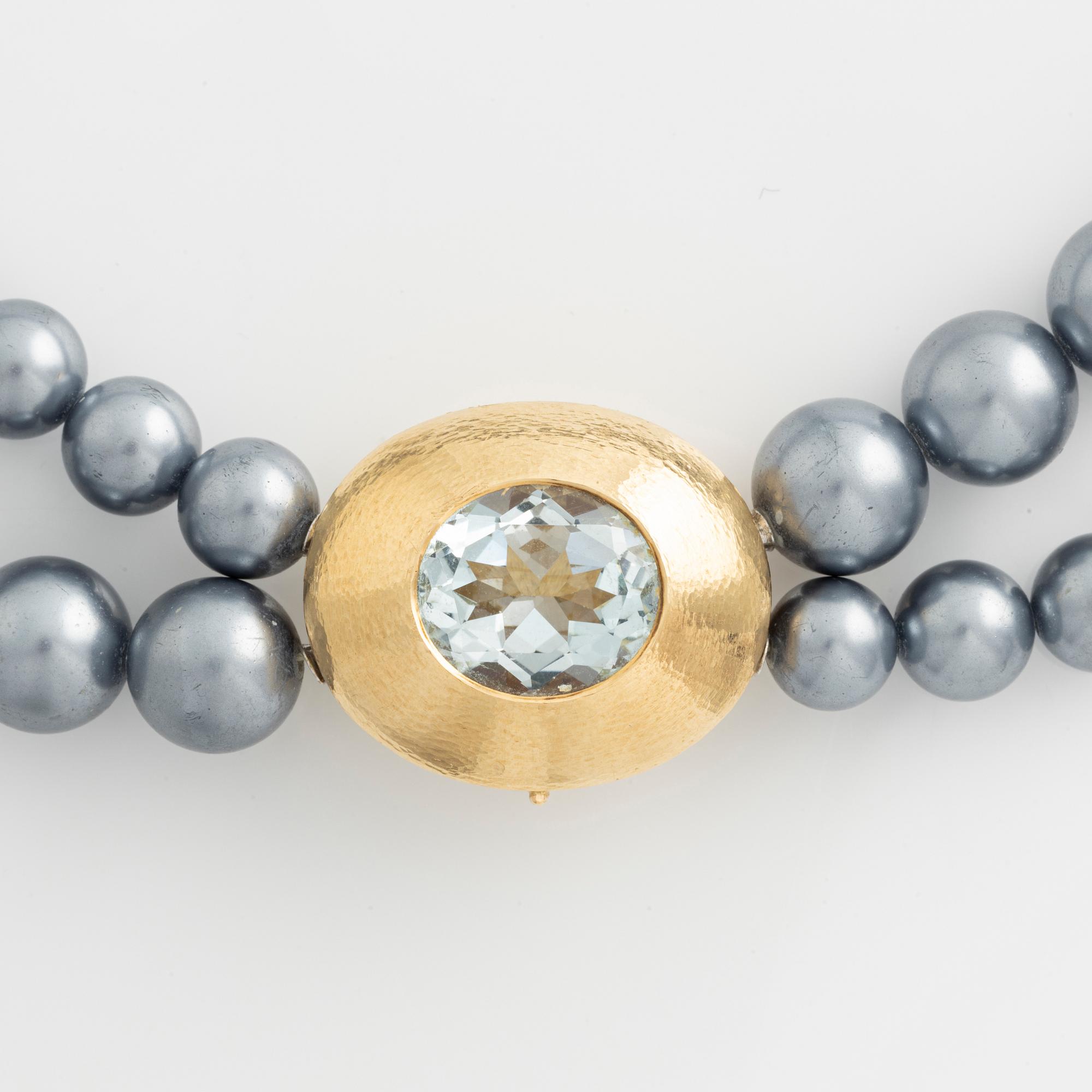 Collier, clasp Ole Lynggaard, 18K gold with aquamarine.