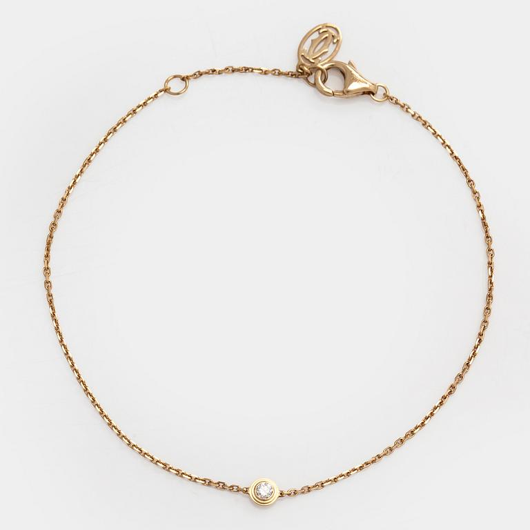 Cartier, armband, "d'Amour", 18K guld med en briljantslipad diamant.
