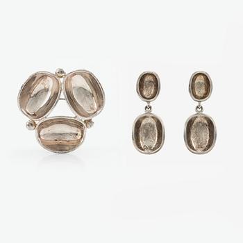 Stigbert, brooch and a pair of earrings, silver,