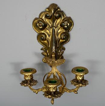 LAMPETTER, ett par, mässing och brons, 1800-talets mitt.