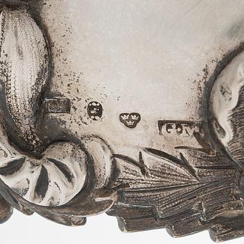 Gustaf Möllenborg, Ljusstakar, ett par, silver, Stockholm 1848. Nyrokoko.