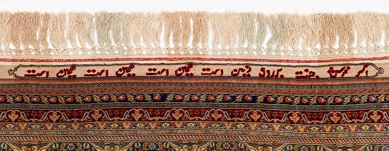 A fine silk and metal-thread Hereke, signed by Ali Oglu studio and dated 1961, c. 204 x 190 cm.