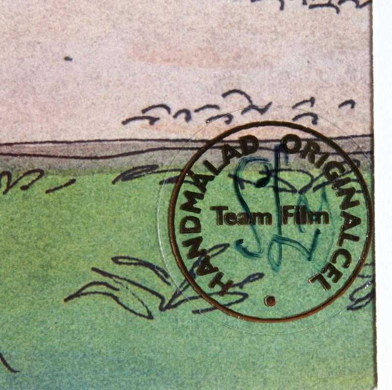 ORIGINALCEL, ur "Pelle Svanslös". Blandteknik, Team Film, sign SL.