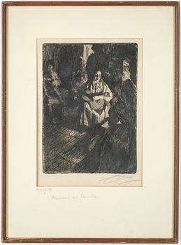 Anders Zorn · ANDERS ZORN, etsning, "Musik i stugan", signerad