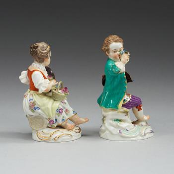 A pair of Meissen figures, 20th Century.