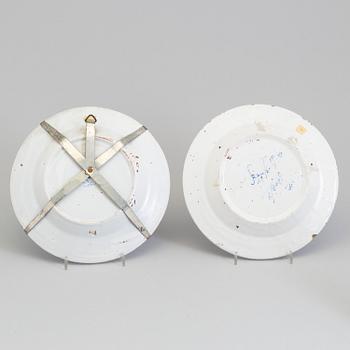 Three Rörstrand faiance dishes, 18th century.