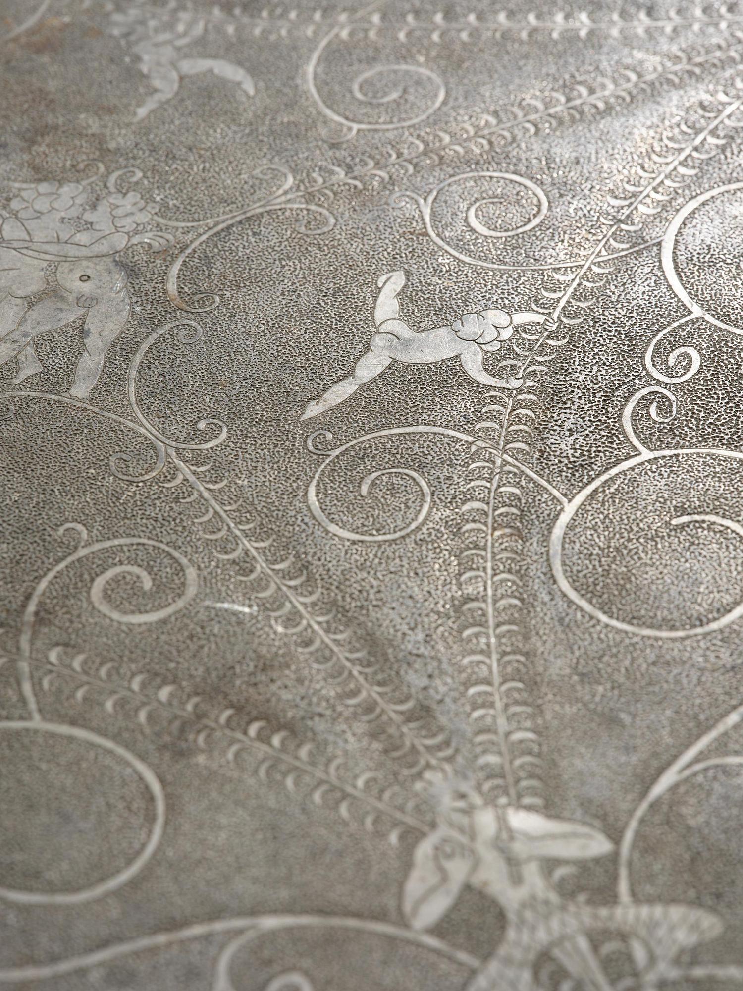 Anna Petrus, a pewter top tray table on a base by Uno Åhrén, executed in her studio, Stockholm, ca 1922-25.