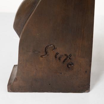 Axel Gute, two patinated metal bookends.