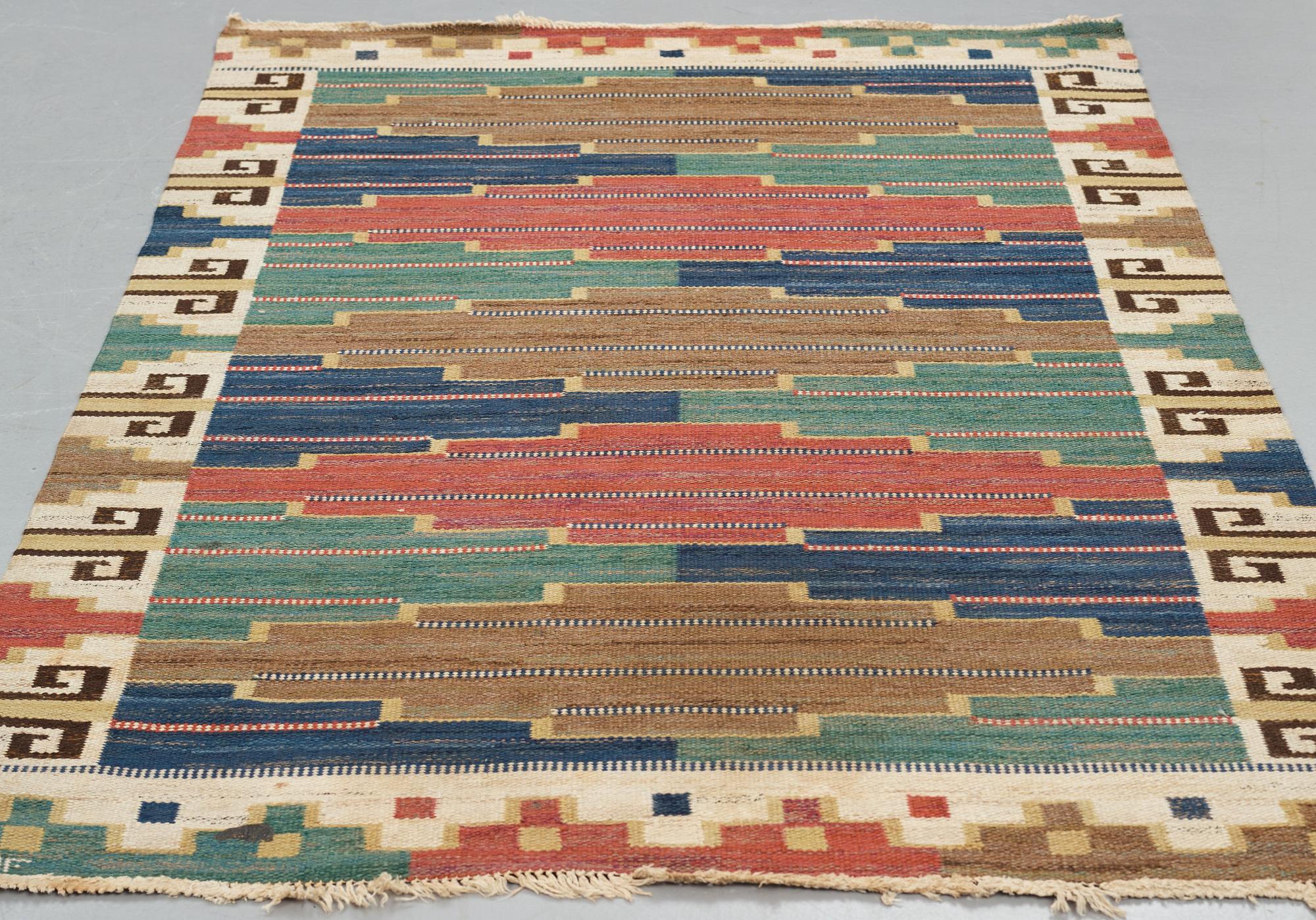 Märta Måås-Fjetterström, Matto, "Blå heden", flat weave, ca 218,5-222 x 148,5 cm, signed AB MMF.