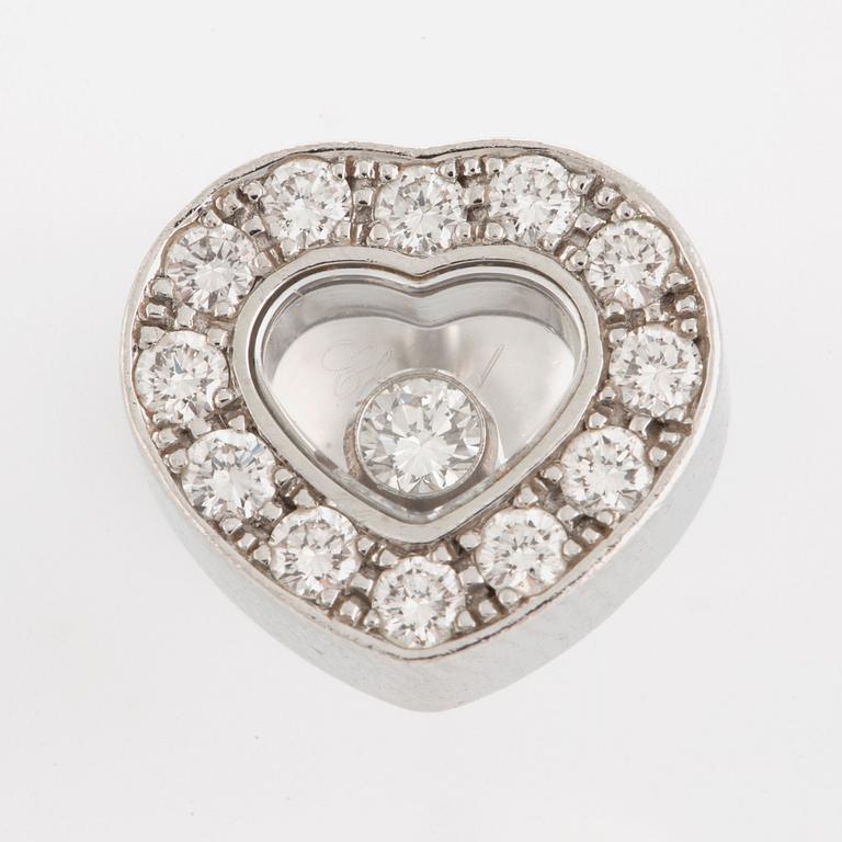 A pair of Chopard "Happy diamonds" earrings in 18K white gold with round brilliant-cut diamonds.