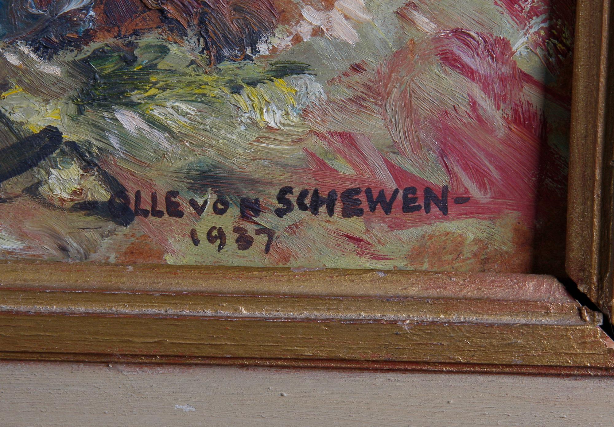 SCHEWEN, VON OLLE. Olja på masonit, sign o dat. 1937.