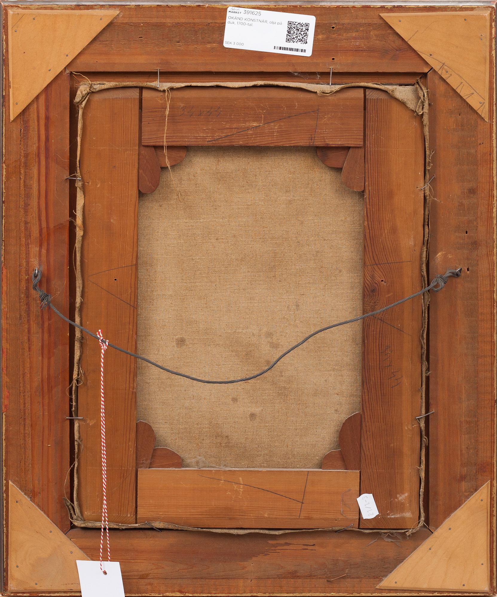 OKÄND KONSTNÄR, olja på duk, 1700-tal.