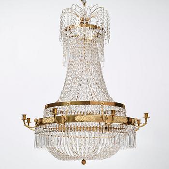 A Swedish Empire 19th century eight-light chandelier.