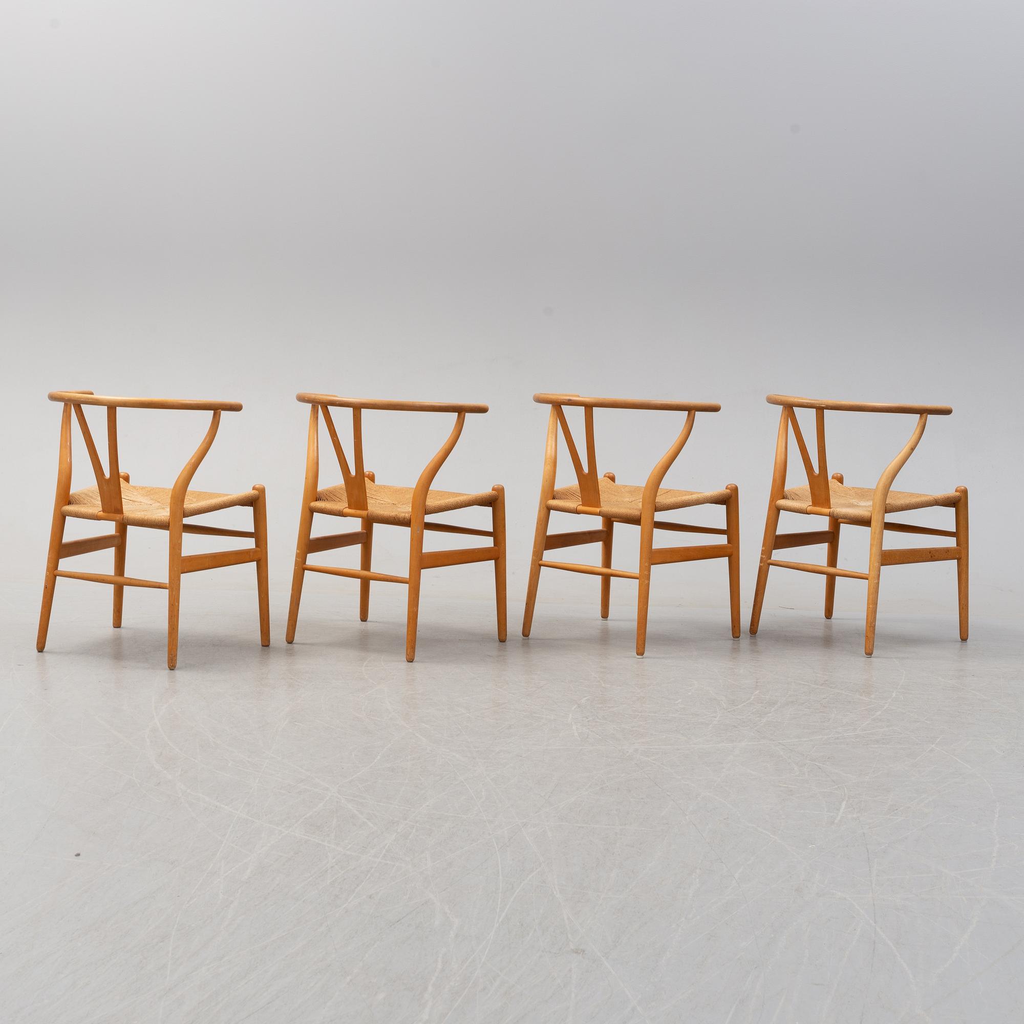 A set of four model 'Y-Chair', by Hans J Wegner for Carl Hansen & Son, Denmark.