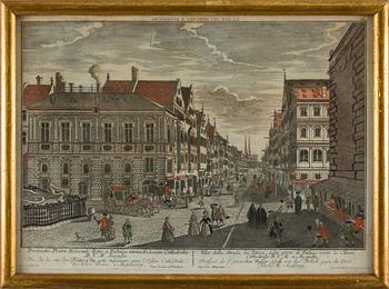 KOPPARSTICK, 5 st, handkolorerade. 1700-tal.