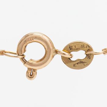 Halsband, 2 st hängen, 14K guld.