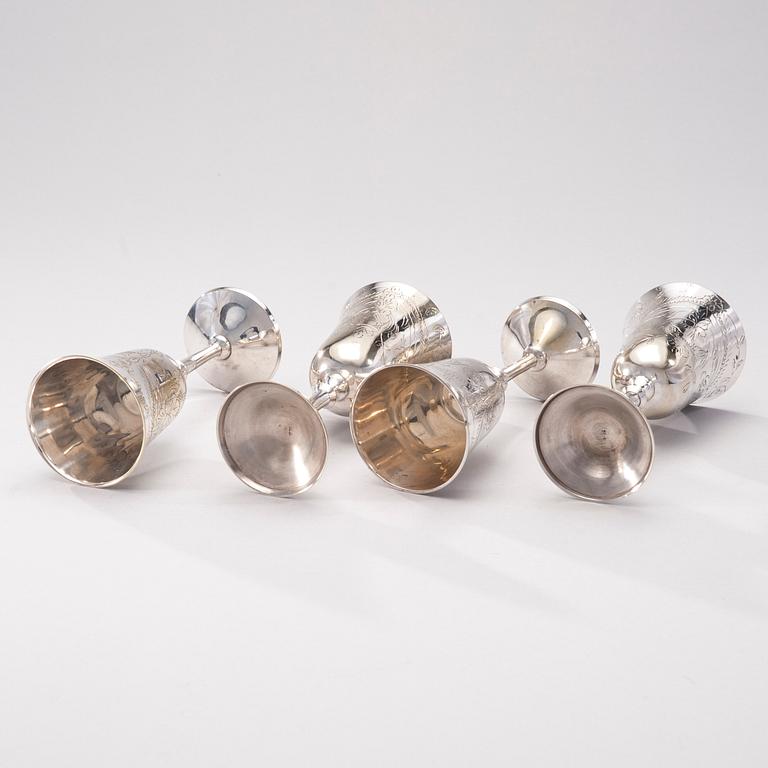 BÄGARE, 4 st, nysilver, troligen England 1900-tal.
