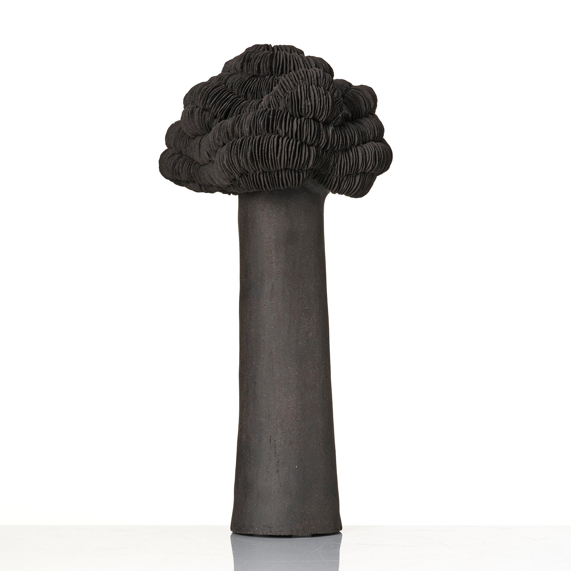 Carl Richard Söderström, a black stoneware sculpture 'Young Tree', his own workshop, Stockholm 2013.