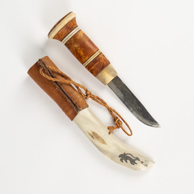 A reindeer horn knife by Per Blind, signed.