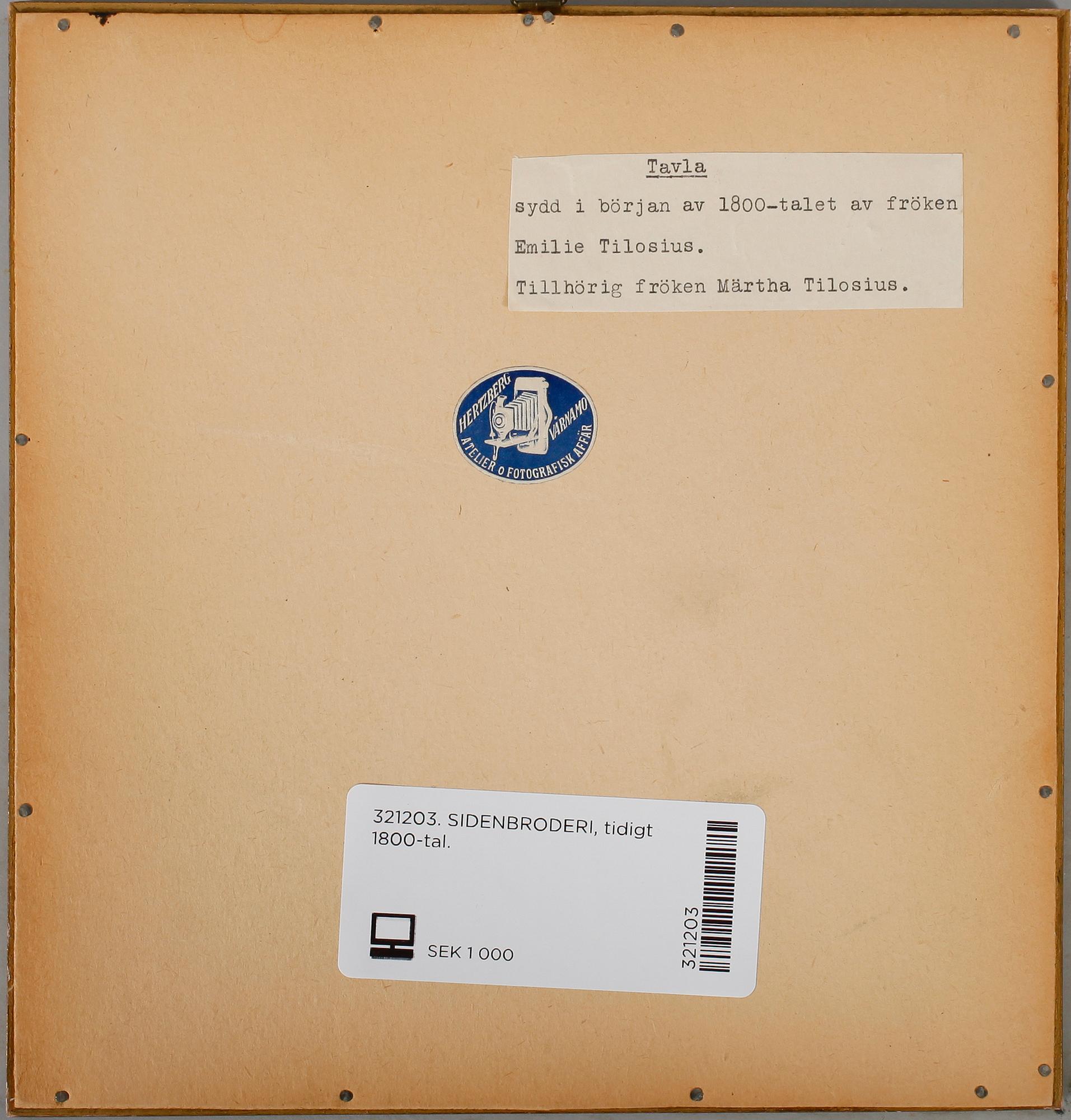 SIDENBRODERI, tidigt 1800-tal.