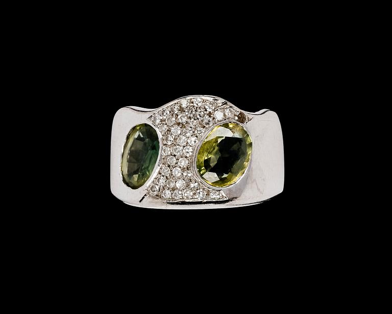 RING, tourmaline with brilliant cut diamonds.