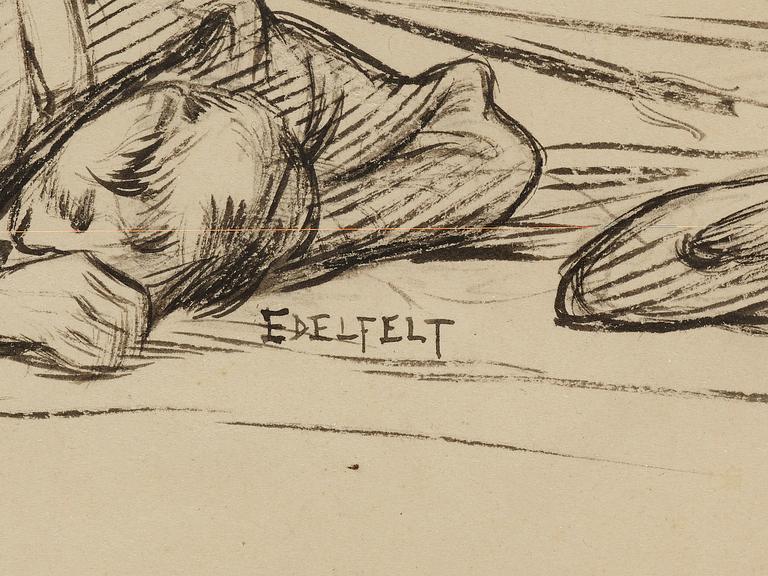 ALBERT EDELFELT, teckning, signerad.