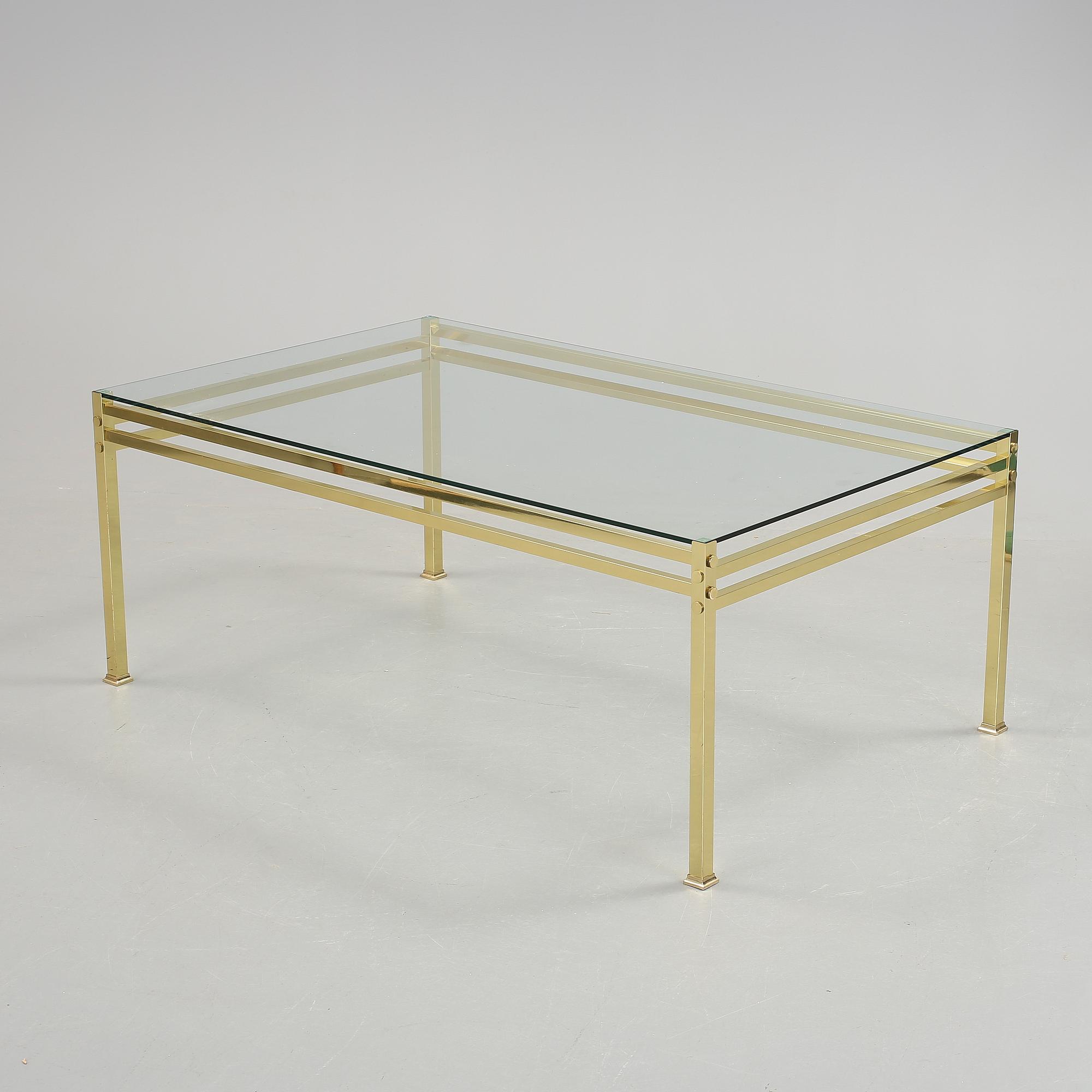 SOFFBORD, glas och mässing, 1900-talets sista kvartal.