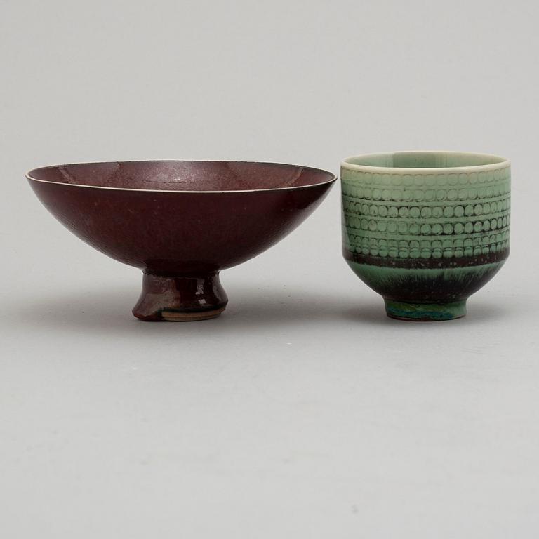 BERNDT FRIBERG, two stoneware bowls from Gustavsberg studio, signed.