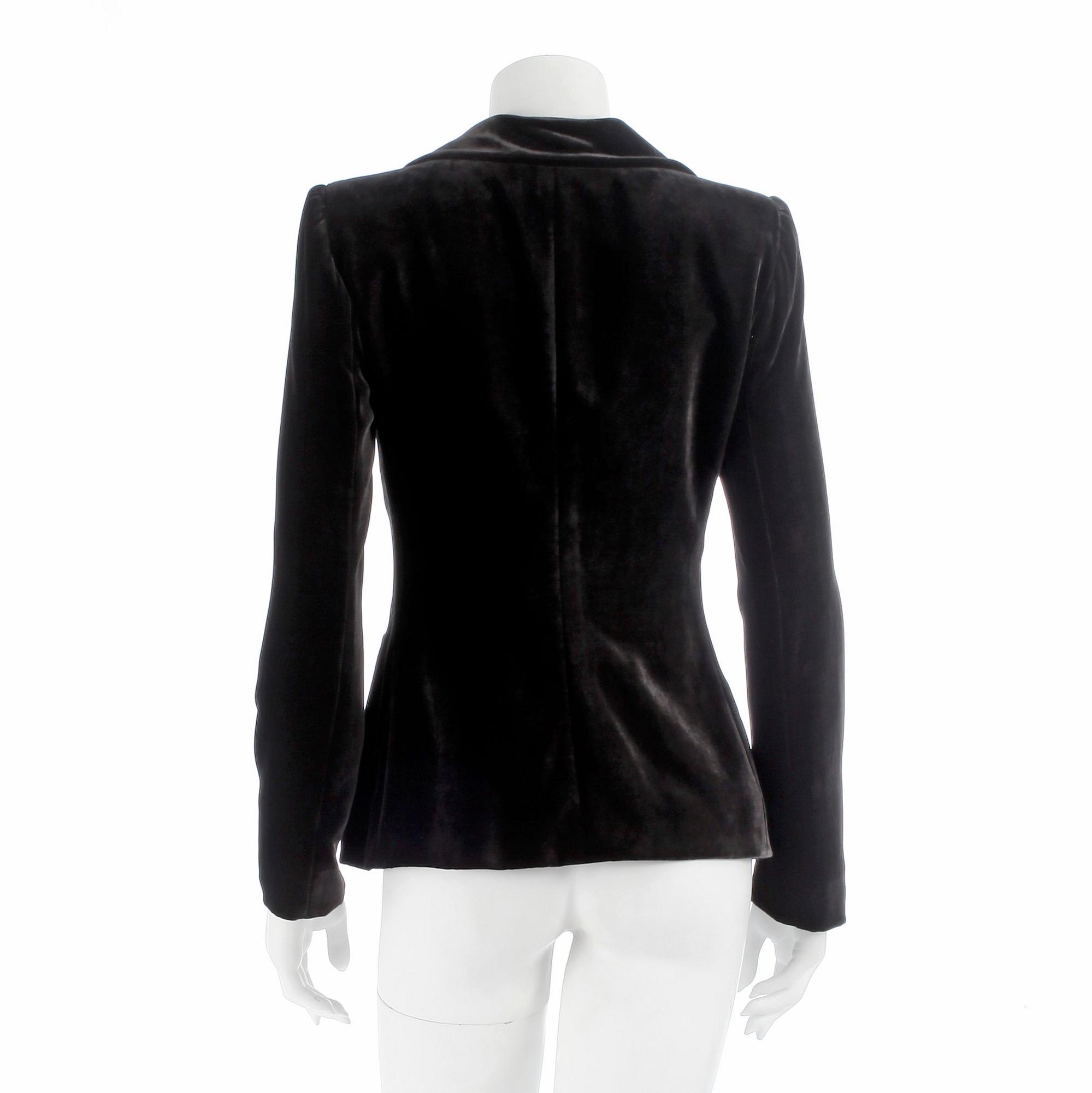 ARMANI, a dark brown velvet jacket, size 42.