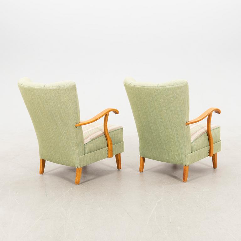 Armchairs a pair Swedish Modern 1950s.