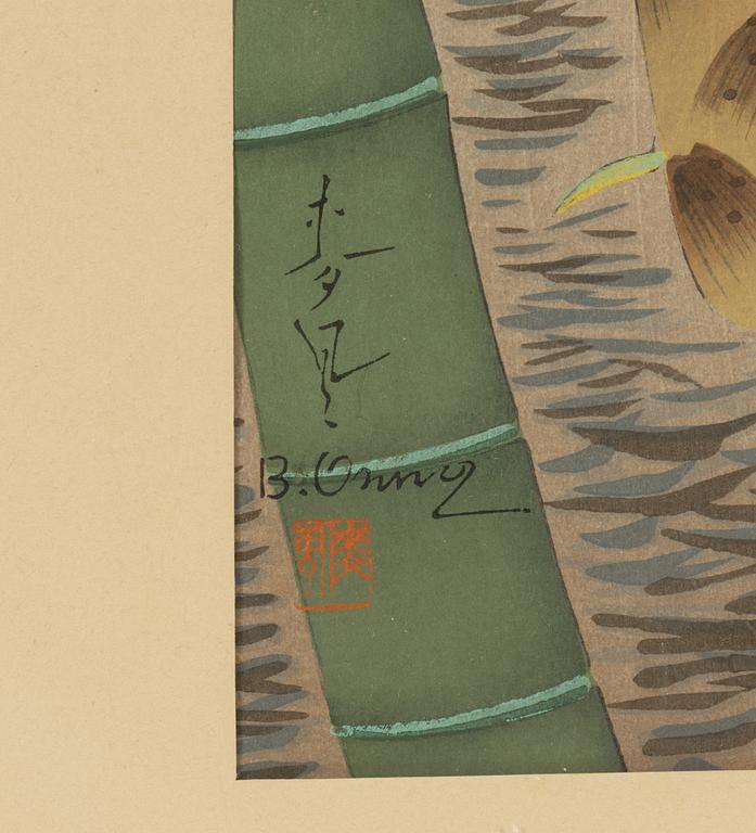 Ohno Bakufu, two woodblock prints, around 1950.