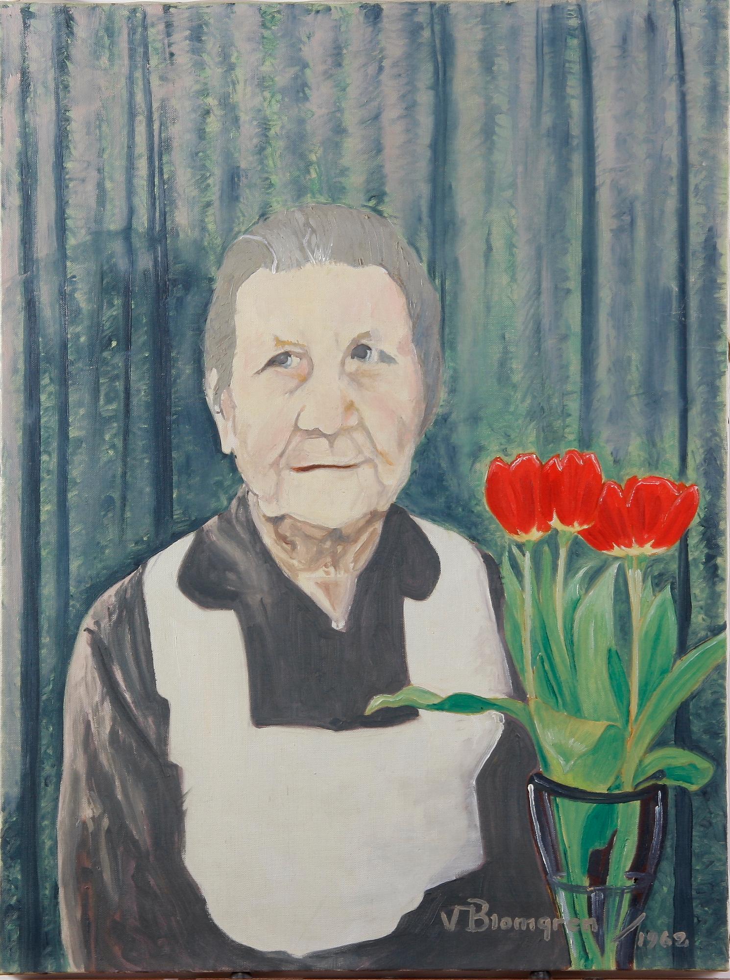BLOMGREN, VALTER. Olja på duk, 2 st. Sign.