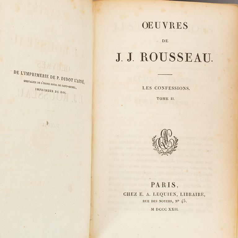 The Works of Rousseau, provenance: Fredr. von Rosen (20 vol).